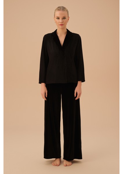 Line Velvet Maskülen Pijama Takımı