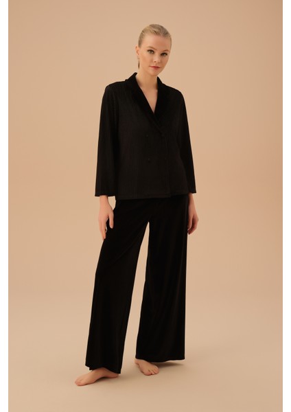 Line Velvet Maskülen Pijama Takımı