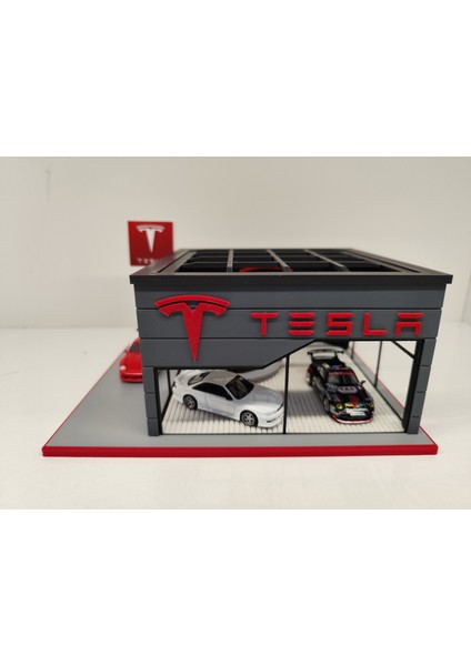 Tesla Diecast Showroom Garaj Diorama 1:64 Ölçek modelleri