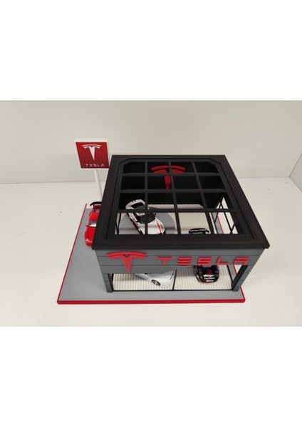 Tesla Diecast Showroom Garaj Diorama 1:64 Ölçek indirimleri
