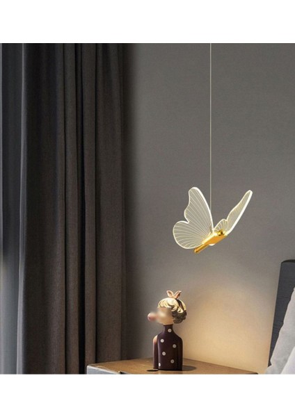 Modern Sarkıt Tekli LED Avize Kelebek Avize Butterfly Gold Sarı