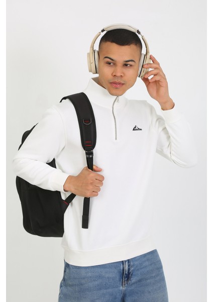 5259-2 Premium Kalite Üç Iplik Yarım Fermuarlı Relax Fit Sweatshırt