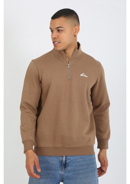 5259-2 Premium Kalite Üç Iplik Yarım Fermuarlı Relax Fit Sweatshırt