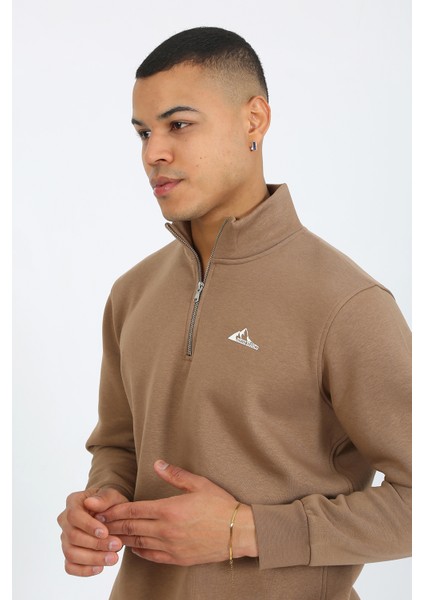 5259-2 Premium Kalite Üç Iplik Yarım Fermuarlı Relax Fit Sweatshırt fırsatları