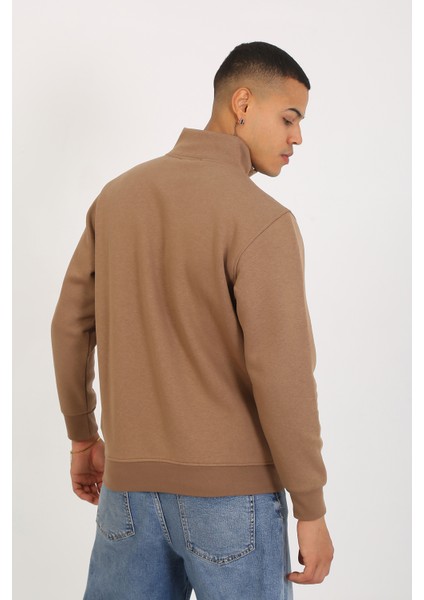 5259-2 Premium Kalite Üç Iplik Yarım Fermuarlı Relax Fit Sweatshırt indirimleri