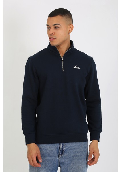 5259-2 Premium Kalite Üç Iplik Yarım Fermuarlı Relax Fit Sweatshırt