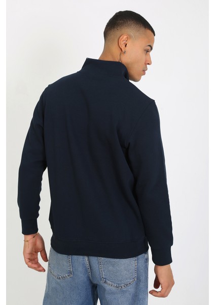 5259-2 Premium Kalite Üç Iplik Yarım Fermuarlı Relax Fit Sweatshırt fırsatları