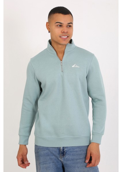 5259-2 Premium Kalite Üç Iplik Yarım Fermuarlı Relax Fit Sweatshırt