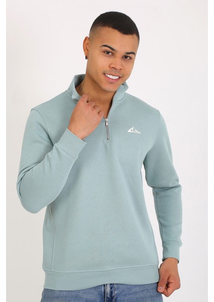 5259-2 Premium Kalite Üç Iplik Yarım Fermuarlı Relax Fit Sweatshırt fırsatları