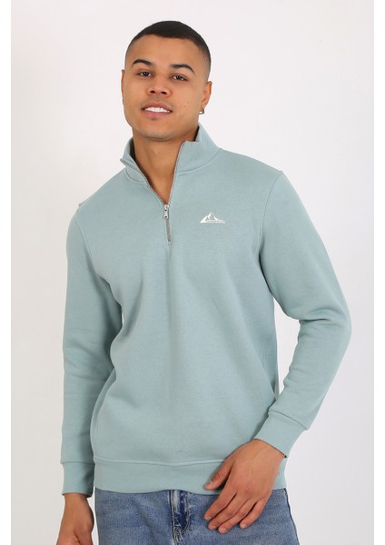 5259-2 Premium Kalite Üç Iplik Yarım Fermuarlı Relax Fit Sweatshırt indirimleri