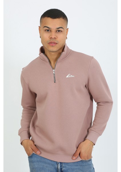 5259-2 Premium Kalite Üç Iplik Yarım Fermuarlı Relax Fit Sweatshırt