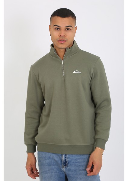 5259-2 Premium Kalite Üç Iplik Yarım Fermuarlı Relax Fit Sweatshırt