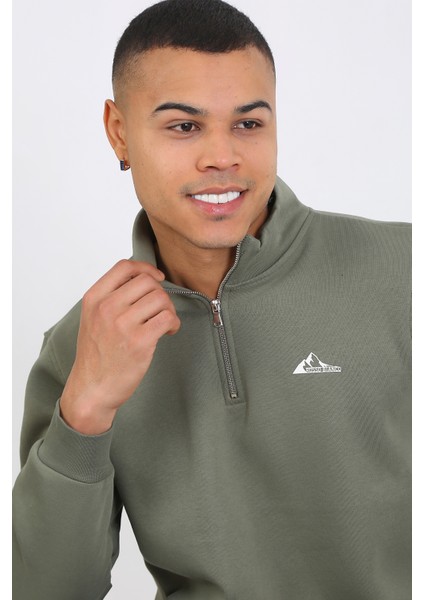 5259-2 Premium Kalite Üç Iplik Yarım Fermuarlı Relax Fit Sweatshırt indirimleri