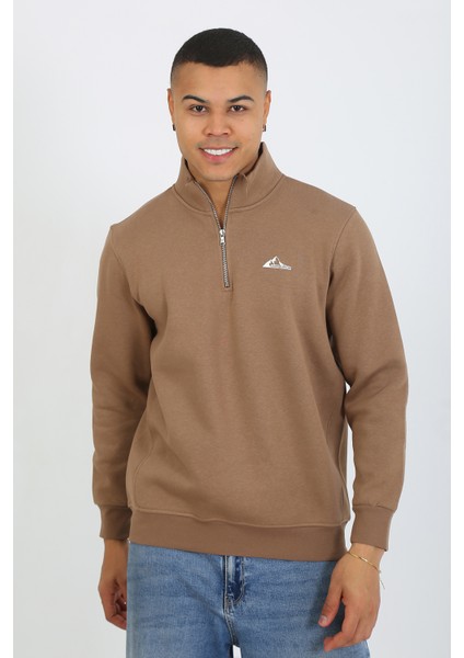 5259-2 Premium Kalite Üç Iplik Yarım Fermuarlı Relax Fit Sweatshırt fiyatları
