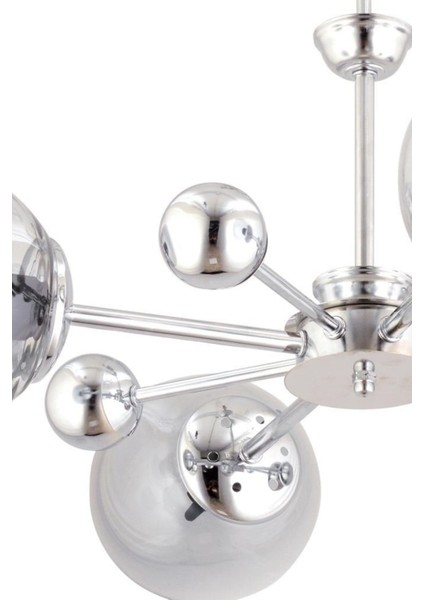Şık 4'lü Füme Camlı Gümüş Renkli Modern Avize, 50x54 cm, 4 ampul, şık aydınlatma seçeneği fırsatları