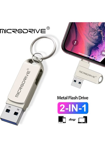 İphone Uyumlu 128 Gb / 64 Gb Lightning ve Usb 3.0 Flash Bellek Otg Çift Giriş Hızlı Premium (MicroDrive)