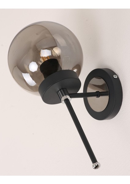 Modern Siyah Krom Füme Camlı Aplik, Şık Metal Duy E27, Bej Renkli Işıklandırma Parçası fiyatları