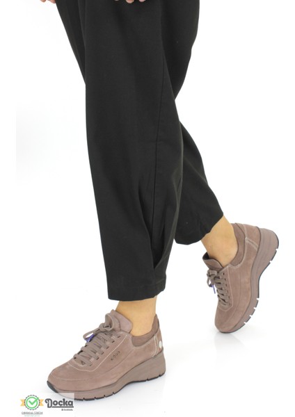 Kadın Hakiki Deri Spor Tarz Dolgu Topuk Günlük Ayakkabı M25/KA3535