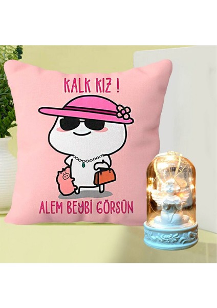 Kalk Kız Alem Beybi Görsün Yastık & Masum Melek Işıklı Küre
