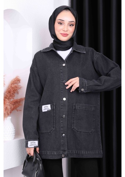 Antrasit Cepli Düğmeli Kot Ceket modelleri