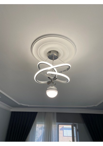 LED Avize Siyah Kasa 3 Renk Işık Kumandalı Model