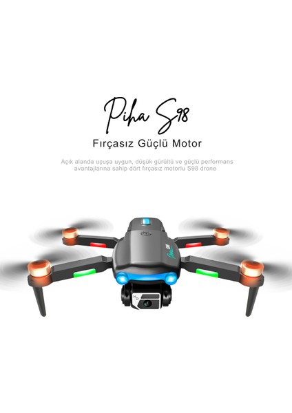 S98 Drone Fırçasız Motor 2 Batarya ile 30 Dakika Uçuş Süresi Wifi 1080P Hd Çift Kameralı Işıklı Taşıma Çantalı