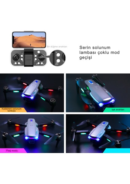 S98 Drone Fırçasız Motor 2 Batarya ile 30 Dakika Uçuş Süresi Wifi 1080P Hd Çift Kameralı Işıklı Taşıma Çantalı