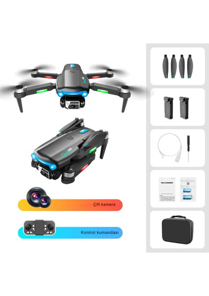 S98 Drone Fırçasız Motor 2 Batarya ile 30 Dakika Uçuş Süresi Wifi 1080P Hd Çift Kameralı Işıklı Taşıma Çantalı