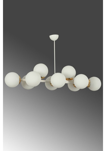 Luxury Modern Tasarım Beyaz 10'lü Beyaz Glop Camlı Avize