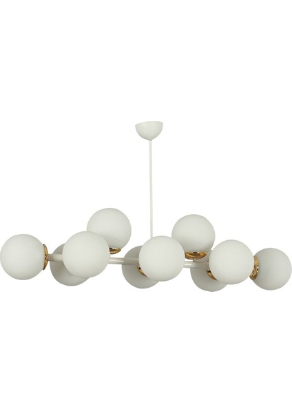 Luxury Modern Tasarım Beyaz 10'lü Beyaz Glop Camlı Avize
