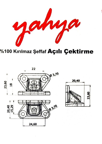 Kırılmaz Şeffaf Açılı Çektirme – 100 Adet modelleri