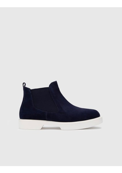 Anneka Hakiki Süet Deri Kadın Lacivert Bot modelleri