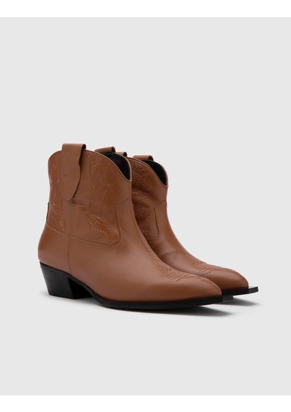 Torwald Hakiki Deri Kadın Taba Topuklu Bot