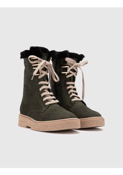 Bafut Hakiki Süet Deri Kadın Yeşil Bot