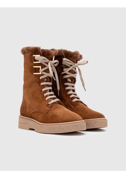 Bafut Hakiki Süet Deri Kadın Taba Bot