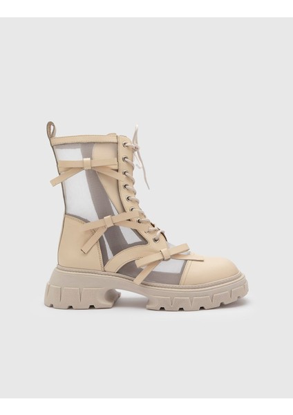 Cenevre Hakiki Deri Kadın Bej Bot modelleri