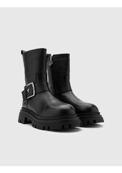 Saba Hakiki Floter Deri Kadın Siyah Bot