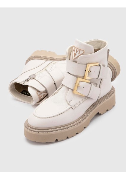 Nuzgar Hakiki Floter Deri Kadın Bej Bot fiyatları