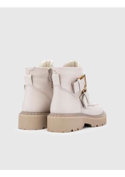 Nuzgar Hakiki Floter Deri Kadın Bej Bot fırsatları