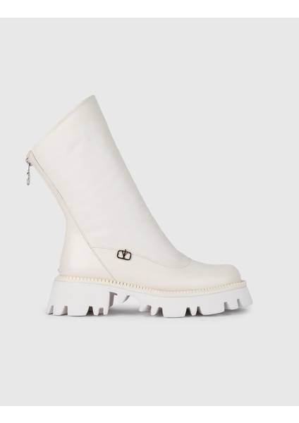 Kribi Hakiki Deri Kadın Bej Bot modelleri