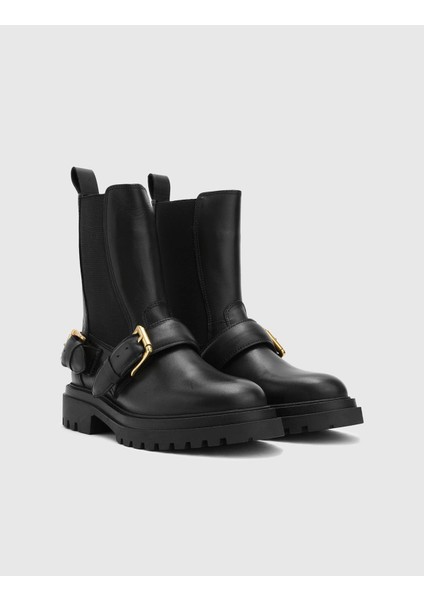 Jimena Hakiki Deri Kadın Siyah Bot