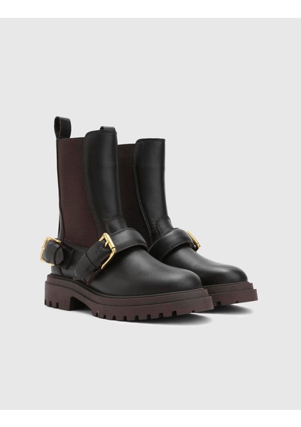 Jimena Hakiki Deri Kadın Kahverengi Bot