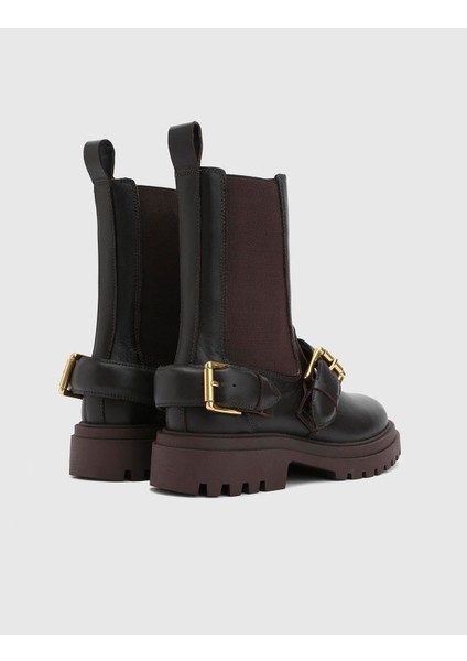 Jimena Hakiki Deri Kadın Kahverengi Bot indirimleri