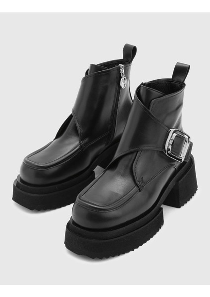 Irving Hakiki Deri Kadın Siyah Topuklu Bot fiyatları