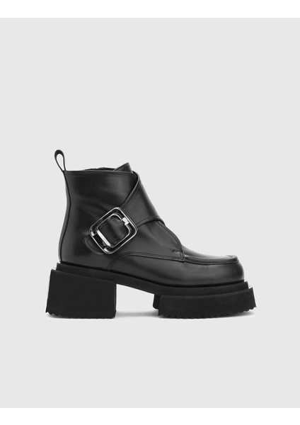 Irving Hakiki Deri Kadın Siyah Topuklu Bot modelleri