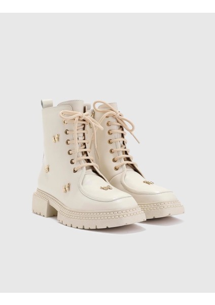 Domoni Hakiki Deri Kadın Bej Bot