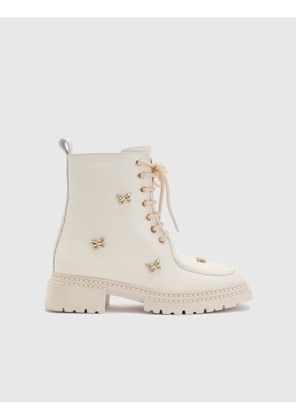 Domoni Hakiki Deri Kadın Bej Bot modelleri