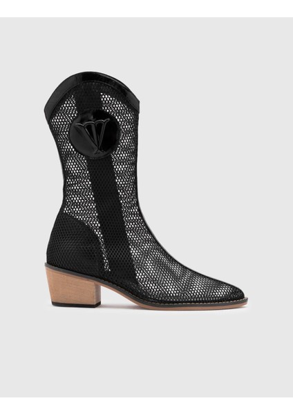 Reijo Rugan File Kadın Siyah Topuklu Bot modelleri