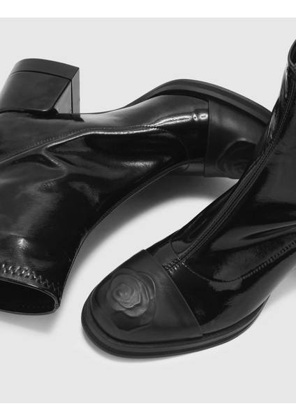 Jelto Hakiki Rugan Deri Kadın Siyah Topuklu Bot fırsatları