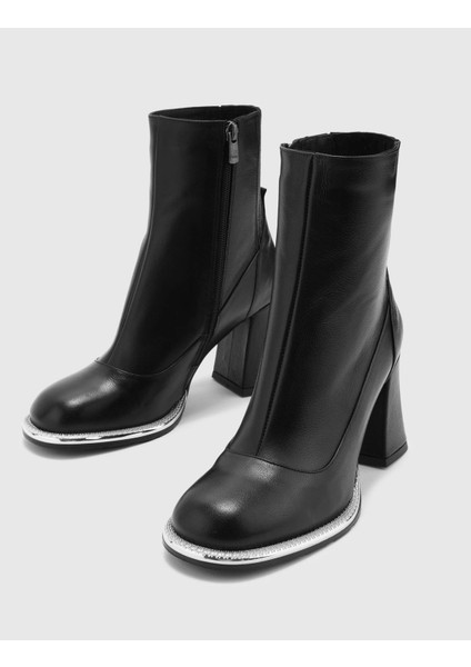 Japie Hakiki Deri Kadın Siyah Topuklu Bot fırsatları